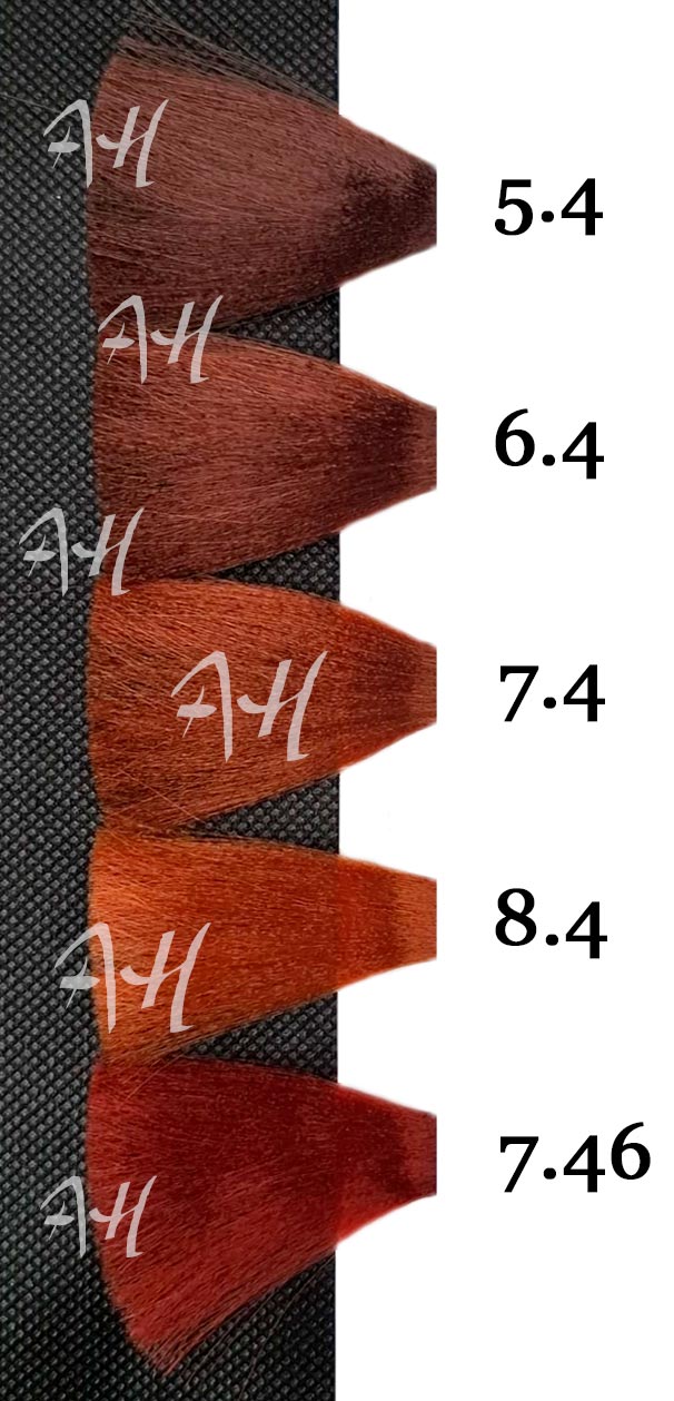 ICON ECOTECH COBRE: Castaño claro cobrizo 5.4, Rubio oscuro cobrizo 6.4, Rubio cobrizo 7.4, Rubio claro cobrizo 8.4, Siena 7.46