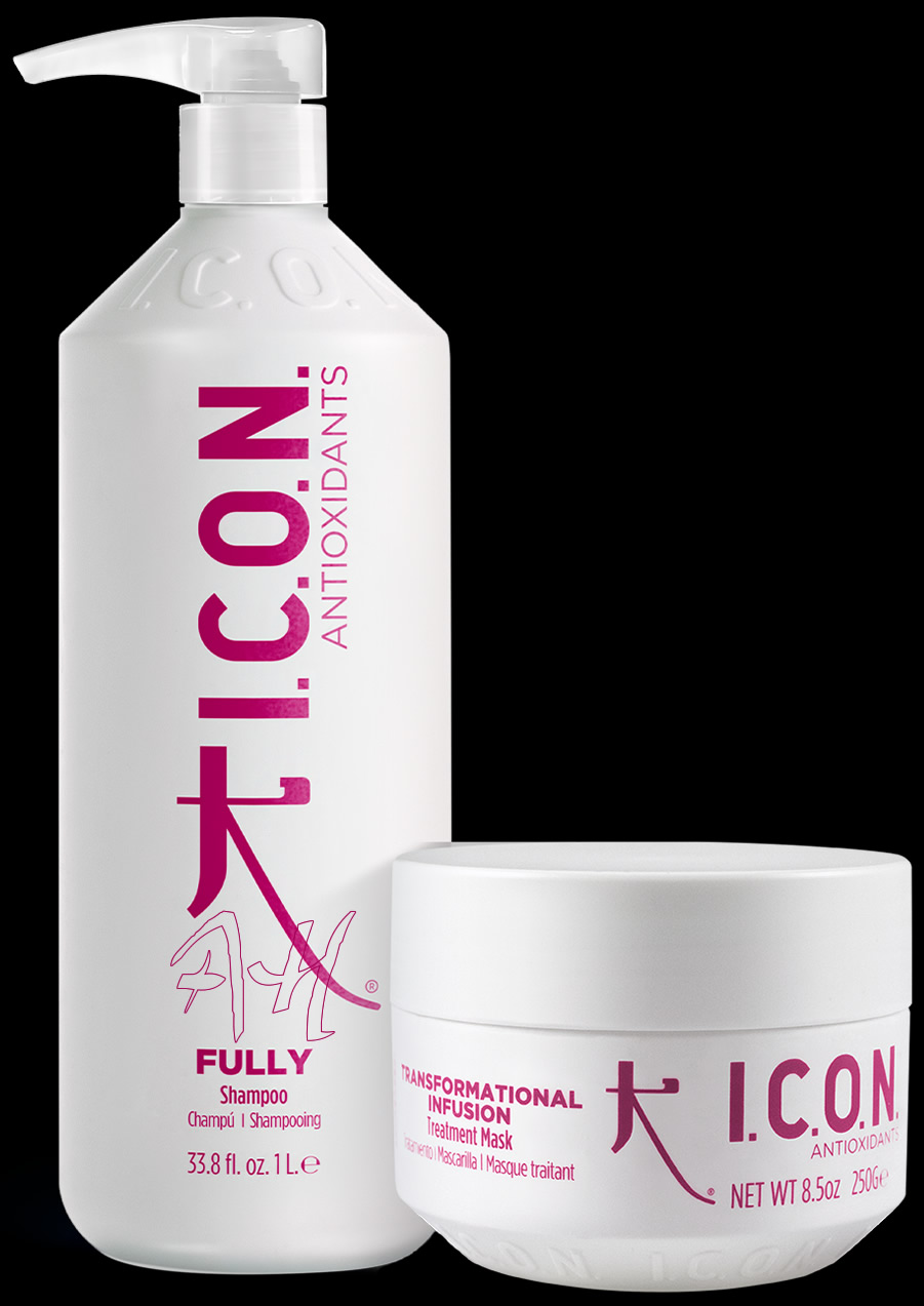 Pack ahorro antioxidante y cabellos finos de I.C.O.N. champu FULLY y TRANSFORMATIONAL INFUSION